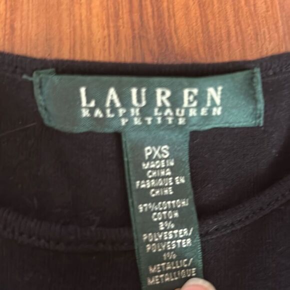 Lauren Ralph Lauren nautical black white gold knit top size PXS - Picture 2 of 4
